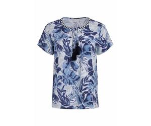 Weird Fish Sofia Organic Cotton Printed Double Cloth Blouse Estate Blue Size 16