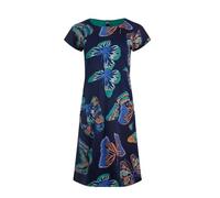 Weird Fish Tallahassee Printed Jersey Dress Dark Blue Size 8