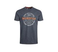 Weird Fish Waves Front Print Graphic T-Shirt Navy Size XL