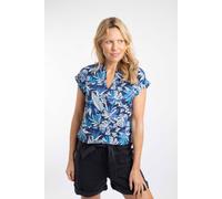 Weird Fish Women's Alia Printed Jersey T-Shirt in Dark Indigo | Size: 8 Weird Fish Dark Indigo 8