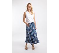 Weird Fish Women's Ares Printed Jersey A-Line Maxi Skirt in Dark Indigo | Size: 16 Weird Fish Dark Indigo 16