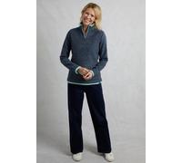 Weird Fish Women's Beye 1/4 Zip Grid Fleece in Mid Navy | Size: 12 Weird Fish Mid Navy 12
