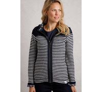 Weird Fish Women's Bianca Full Zip Stripe Macaroni Hoodie in Dark Navy | Size: 14 Weird Fish Dark Navy 14