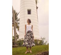 Weird Fish Women's Cassis Printed Tiered Skirt in Dark Blue | Size: 22 Weird Fish Dark Blue 22