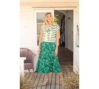 Weird Fish Women's Cassis Printed Tiered Skirt in Green | Size: 20 Weird Fish Green 20