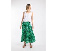 Weird Fish Women's Cassis Printed Tiered Skirt in Green | Size: 8 Weird Fish Green 8