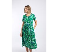 Weird Fish Women's Celsia Printed Jersey Scoop Midi Dress in Green | Size: 16 Weird Fish Green 16