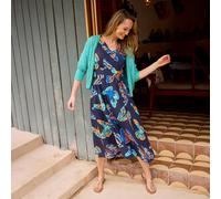 Weird Fish Women's Dilsha Printed Midi Dress - Dark Blue, Size 22