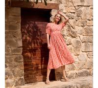 Weird Fish Women's Dilsha Printed Midi Dress - Tango Red, Size 22