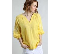 Weird Fish Women's Emma Embroidered Sleeve Blouse in Bright Yellow | Size: 14 Weird Fish Bright Yellow 14