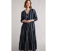Weird Fish Women's Emmy Striped Woven Maxi Dress in Navy | Size: 8 Weird Fish Navy 8