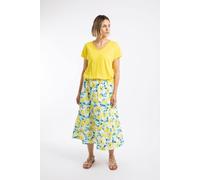 Weird Fish Women's Harini Double Cloth Printed Midi Skirt in Bright Yellow | Size: 18 Weird Fish Bright Yellow 18