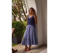 Weird Fish Women's Harini Double Cloth Printed Midi Skirt in Mid Blue | Size: 22 Weird Fish Mid Blue 22
