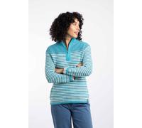 Weird Fish Women's Juliet 1/4 Zip Stripe Macaroni Sweatshirt in Mid Blue | Size: 10 Weird Fish Mid Blue 10