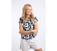 Weird Fish Women's Kissimmee Printed Linen Rich Top in Dark Blue | Size: 18 Weird Fish Dark Blue 18