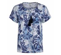 Weird Fish Womens/Ladies Sofia Printed Organic Cotton Double Layer Blouse (Estate Blue) - Medium Blue - Size 10 UK