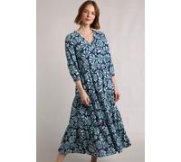 Weird Fish Women's Lainey Printed Seersucker Midi Dress in Aqua | Size: 10 Weird Fish Aqua 10