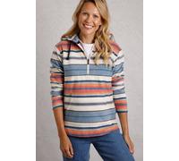 Weird Fish Women's Microfleece Hoodie Lana 1/4 Zip Stripe Ecru Size 12