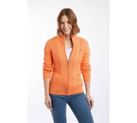 Weird Fish Women's Lunenne Full Zip Cable Knit in Orange | Size: 14 Weird Fish Orange 14