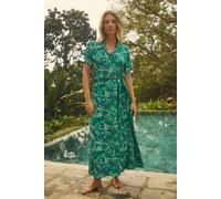 Weird Fish Women's Neem Printed Shirt Dress in Green | Size: 18 Weird Fish Green 18