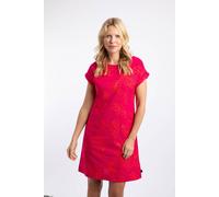 Weird Fish Women's Orlando Printed Linen Rich Shift Dress in Dark Pink | Size: 22 Weird Fish Dark Pink 22