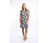 Weird Fish Women's Orlando Printed Linen Rich Shift Dress in Mid Navy | Size: 8 Weird Fish Mid Navy 8