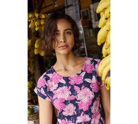 Weird Fish Women's Paw Paw Printed Jersey T-Shirt in Navy | Size: 14 Weird Fish Navy 14