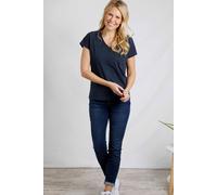 Weird Fish Women's Pernille Cotton Cutaway T-Shirt in Navy | Size: 8 Weird Fish Navy 8
