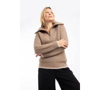 Weird Fish Women's Reza 1/4 Zip Knitted Jumper in Light Brown | Size: 12 Weird Fish Light Brown 12