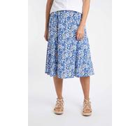 Weird Fish Women's Romaro Printed Jersey Midi Skirt in Baby Blue | Size: 14 Weird Fish Baby Blue 14