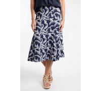 Weird Fish Women's Romaro Printed Jersey Midi Skirt in Dark Blue | Size: 8 Weird Fish Dark Blue 8