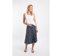 Weird Fish Women's Romaro Printed Jersey Midi Skirt in Dark Navy | Size: 10 Weird Fish Dark Navy 10