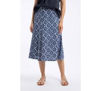 Weird Fish Women's Romaro Printed Jersey Midi Skirt in Mid Blue | Size: 8 Weird Fish Mid Blue 8