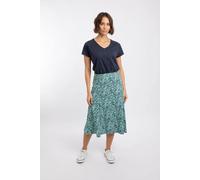 Weird Fish Women's Romaro Printed Jersey Midi Skirt in Teal | Size: 8 Weird Fish Teal 8