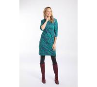 Weird Fish Women's Shafika Cotton Printed Jersey Dress in Bottle Green | Size: 22 Weird Fish Bottle Green 22