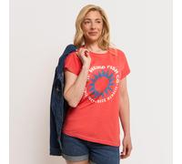Weird Fish Women's Sun Rays Front Print Graphic T-Shirt in Coral | Size: 20 Weird Fish Coral 20