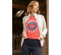 Weird Fish Women's Sun Rays Front Print Graphic T-Shirt in Coral | Size: 22 Weird Fish Coral 22