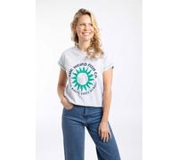 Weird Fish Women's Sun Rays Front Print Graphic T-Shirt in Pale Grey | Size: 22 Weird Fish Pale Grey 22