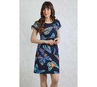 Weird Fish Tallahassee Organic Jersey Dress Dark Blue Size 12