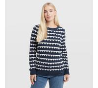 Weird Fish Women's Tyla Cosy Knit Scalloped Jumper in Navy | Size: 8 Weird Fish Navy 8