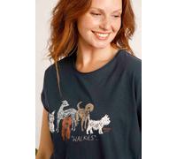 Weird Fish Women's Walkies Front Print Graphic T-Shirt in Navy | Size: 12 Weird Fish Navy 12