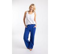 Weird Fish Women's Zelaya Double Cloth Wide Leg Trousers in Blue | Size: 18 Weird Fish Blue 18