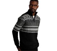 Weird Fish Yarmouth Eco 1/4 Zip Fairisle Jumper: Black: L Size: L, Col