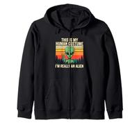 Weird Funny This is My Human Costume I'm Really an Alien Zip Hoodie