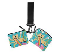 Weird Noodle Cat Women's Coin Wallet Card Holder Minimalist Zipper Coin Purse Wallet with Zipper Pocket for Work Travel 2 Pcs