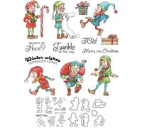 Weird Santa Claus Stamps and Die Cuts for Card Making Christmas Box Transparent Silicone Clear Stamp and Metal Cutting Dies Sets for DIY Scrapbooking Paper Crafting Seals Decorative Supplies