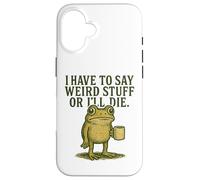Weird Stuff Frog Retro Coffee Meme Graphic Case for iPhone 16