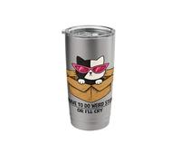 Weird Stuff Or I'll Cry Funny Cat Ironic Sarcastic Stainless Steel Insulated Tumbler