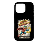 Weird Teachers Build Character Superhero Duck Comic Book Case for iPhone 16 Pro