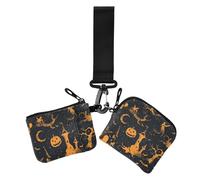 Weird Witchy Elm Halloween Women's Card Cases Change Holder Minimalist Zipper Wallet Coin Bag with Keychain for Ladies 2 Pcs